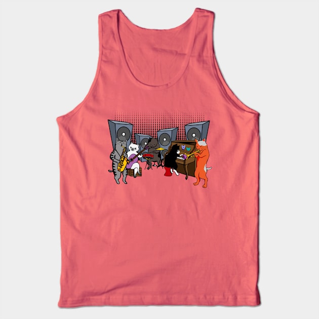 Rocking Cat Jazz Band Tank Top by LefTEE Designs